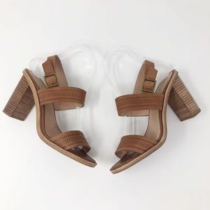 MADEWELL Mayla Block Heel Tan Leather Sandal 7
